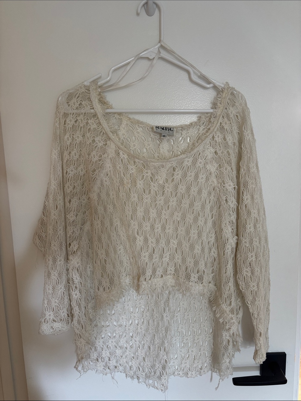 Sabo Skirt Cream Crochet Long Sleeve Top